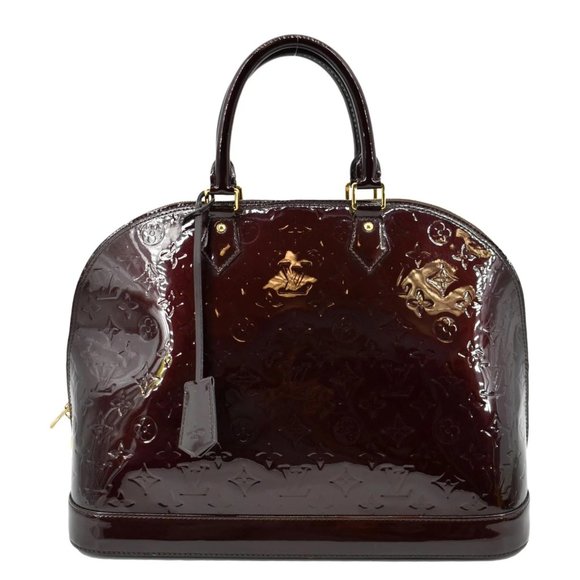 LOUIS VUITTON  Alma GM Monogram Vernis Leather Satchel Bag Amarante - Picture 1 of 13
